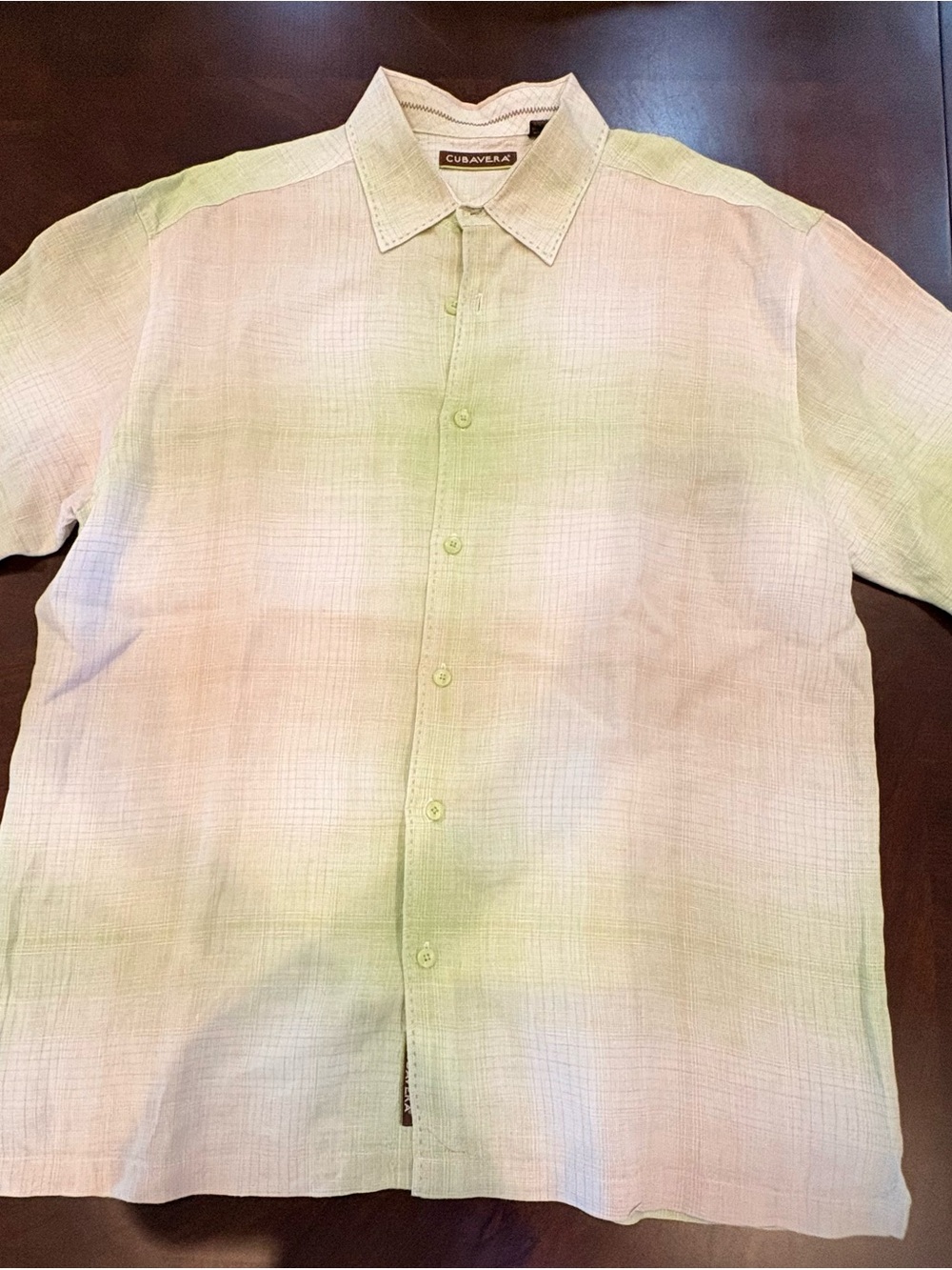 Cubavera 100% Linen Shirt Men’s XL Pale Green Short Sleeve Resort Coastal